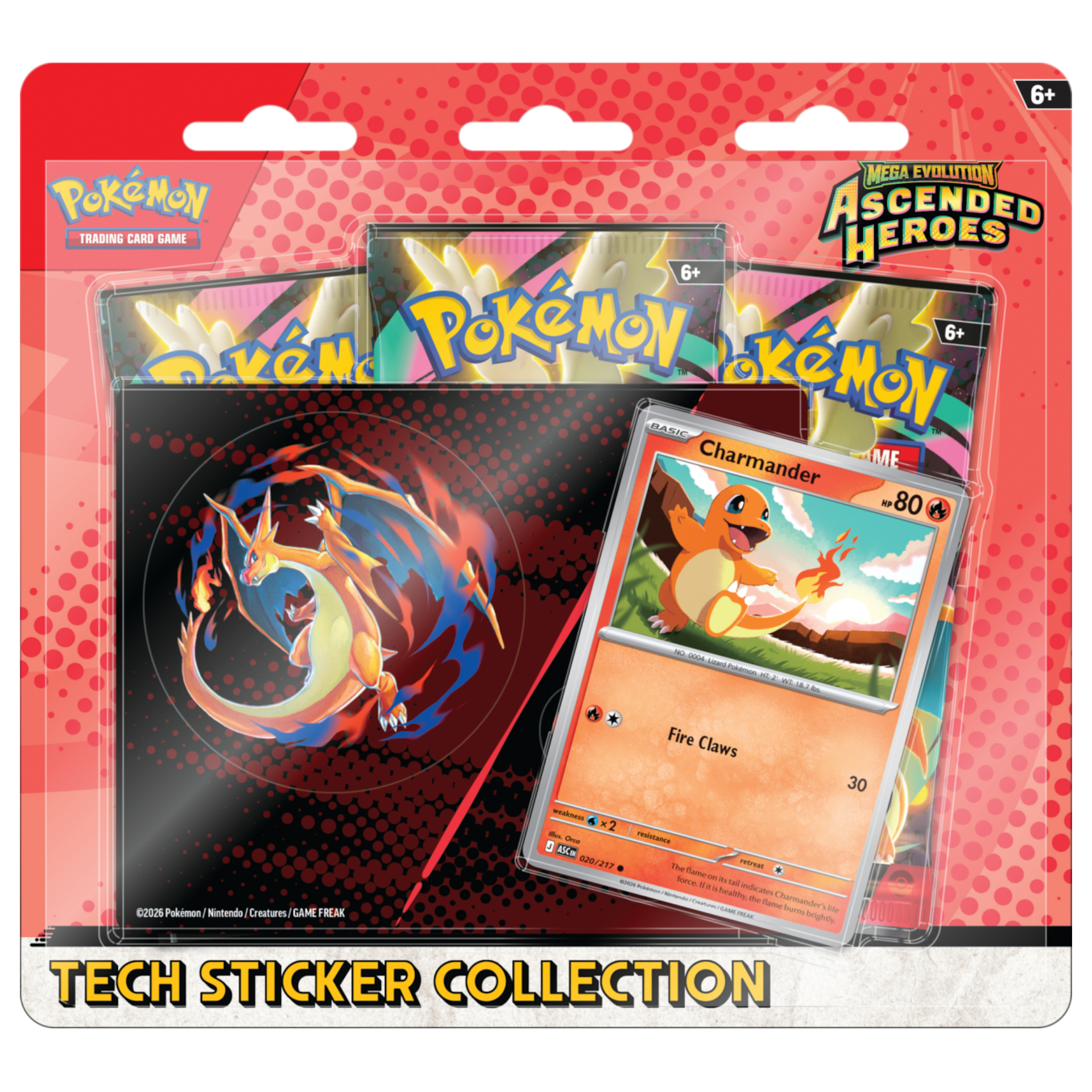 Pokémon TCG: Mega Evolution - Ascended Heroes - Tech Sticker Collection - Charmander/Mega Charizard Y
